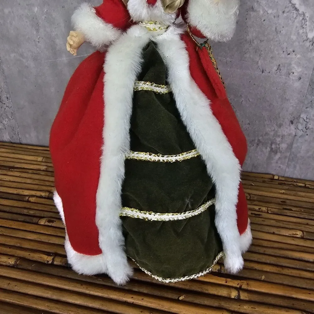 Vintage 70s Christmas Big Eye Stocking Doll Turning Music Box Silent Night AS IS